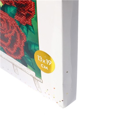 Алмазная мозаика стразами с частичным заполнением на подставке «Розы» + холст, 13 × 19 см, Уценка
