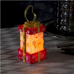Светодиодная фигура «Красный подарок с пряником» 6.3 × 11.5 × 6.3 см, пластик, батарейки АААх3 (не в комплекте), эффект пламени