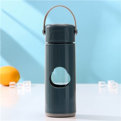 Бутылка для воды стеклянная с ручкой «Клауд», 450 мл, h=21 см, цвет МИКС