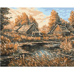 Картина по номерам на холсте ТРИ СОВЫ "Деревня", 40*50см, с акриловыми красками и кистями