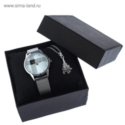 Подарочный набор 2 в 1 "Париж": наручные часы, d=3.1 см, кулон
