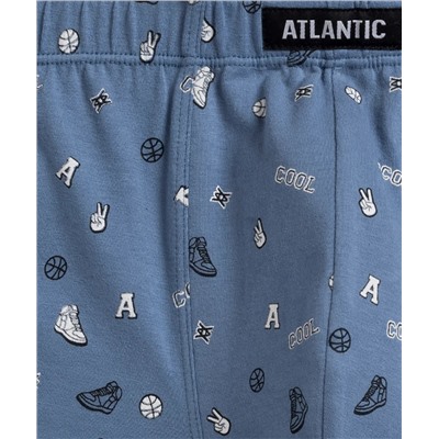 Мужские трусы шорты Atlantic, набор из 3 шт., хлопок, светлый хаки + черные + голубые, 3MH-188