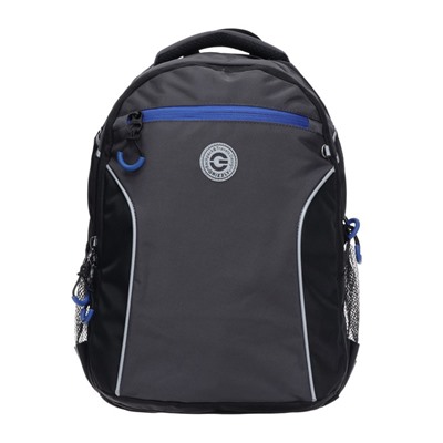 Рюкзак школьный Grizzly, 40 х 27 х 16 см, эргономичная спинка, отделение для ноутбука, чёрный, серый