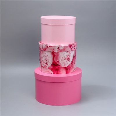 Набор шляпных коробок 3 в 1 «Розовый», 18 × 18 × 13‒25 × 25 × 15 см