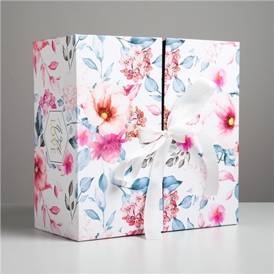 Коробка подарочная «Цветочная», 29,5 × 29,5 × 14,5 см