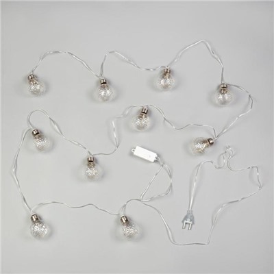 Гирлянда «Нить» 3 м с насадками «Лампочки шары», IP20, прозрачная нить, 80 LED, свечение белое, 8 режимов, 220 В