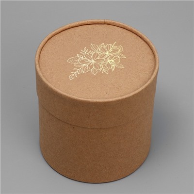Шляпная коробка из крафта «Цветы», 12 х 12 см