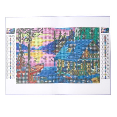 Алмазная мозаика с полным заполнением на холсте «Дом у озера», 20 х 30 см