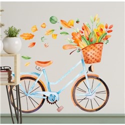 Наклейка пластик интерьерная цветная "Велосипед с осенними листьями" 30х90 см