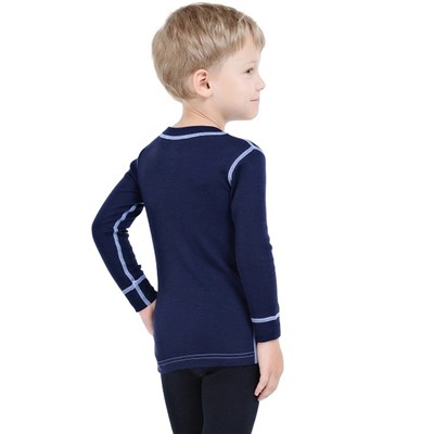 Термофутболка для мальчиков с длинным рукавом серии SOFT, цвет синий с отстрочкой