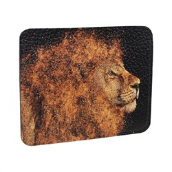 Кардхолдер с принтом Eshemoda “Золотой лев”, натуральная кожа, цвет коричневый