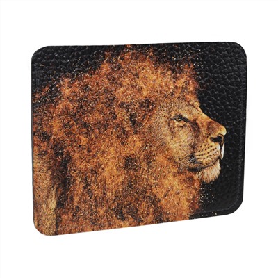 Кардхолдер с принтом Eshemoda “Золотой лев”, натуральная кожа, цвет коричневый