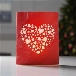 Светодиодная фигура «Сердце» 13 × 16 × 5 см, картон, батарейка ААх2 (не в комплекте), свечение тёплое белое