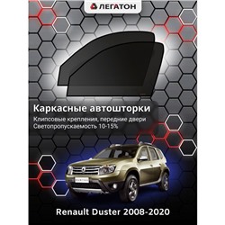Каркасные автошторки Renault Duster, 2008-2020, передние (клипсы), Leg0490
