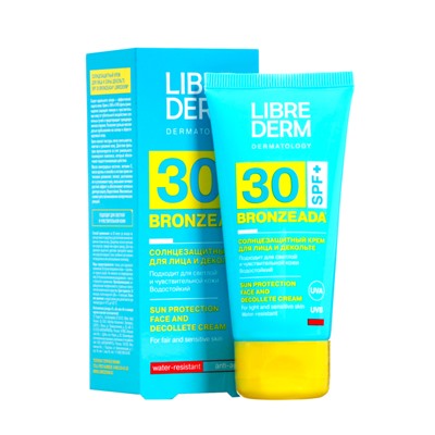 Солнцезащитный крем для лица и зоны декольте Librederm Bronzeada SPF30, 50 мл