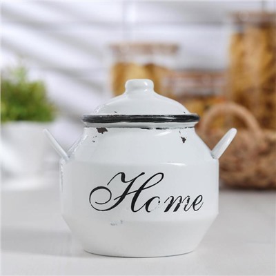 Банка для сыпучих продуктов Home, 1 л, 15×13×14,5 см, цвет белый