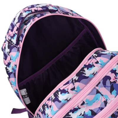 Рюкзак молодёжный GoPack Teens Cats, 44 х 32 х 18 см, эргономичная спинка, розовый, фиолетовый