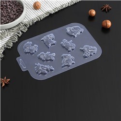 Форма для шоколада и конфет «Драконы», размер ячейки 5×4 см, цвет прозрачный