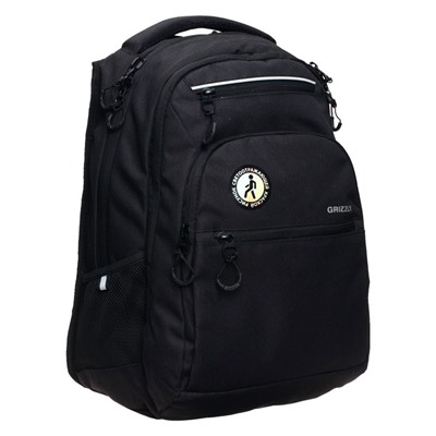 Рюкзак молодёжный Grizzly, 43 х 31 х 20 см, эргономичная спинка, отделение для ноутбука, чёрный