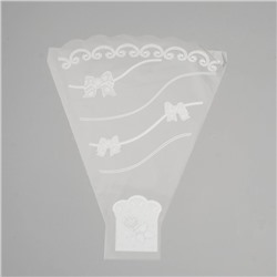Пакет цветочный рюмка "Бант", белый, 30 х 40 см
