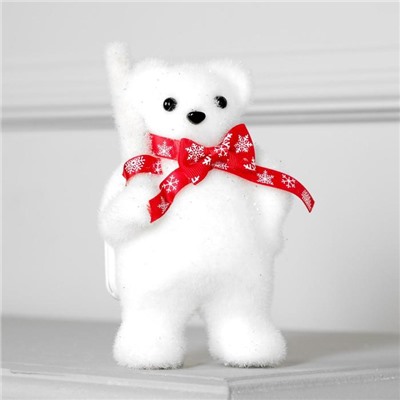 Светодиодная фигура «Медведь с посохом» 9 × 15 × 6 см, флок, батарейки CR2032х2, свечение тёплое белое