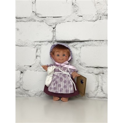 Кукла "Домовёнок", девочка, в фиолетовой шапочке и платьице, 18 см, арт. 151-5