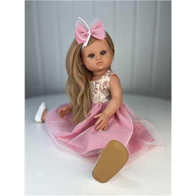 Кукла Нэни блондинка, в розовом платье и меховой кофточке, 42 см , арт. 42018