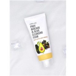 LEBELAGE - ПЕНКА ДЛЯ УМЫВАНИЯ С ЭКСТРАКТОМ АВОКАДО И ОЛИВЫ FRUIT AVOCADO & OLIVE CLEANSING FOAM, 100 ML