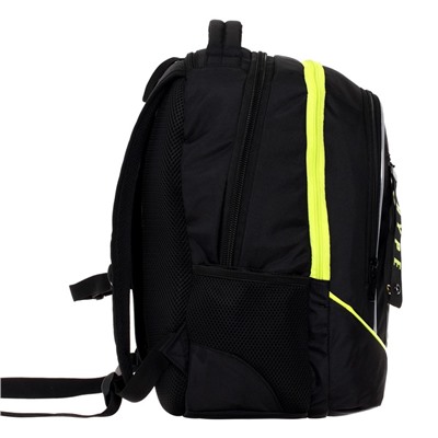 Рюкзак школьный Hatber Sreet Hype, 42 х 30 х 20 см, эргономичная спинка, чёрный, салатовый