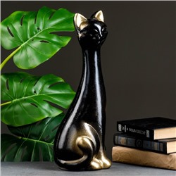 Фигура "Кот" черная в золоте, 14х40х15см