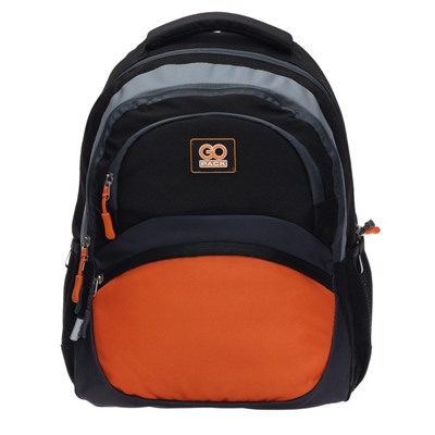 Рюкзак школьный GoPack Education Color block, 39 х 29,5 х 12 см, эргономичная спинка, чёрный, серый