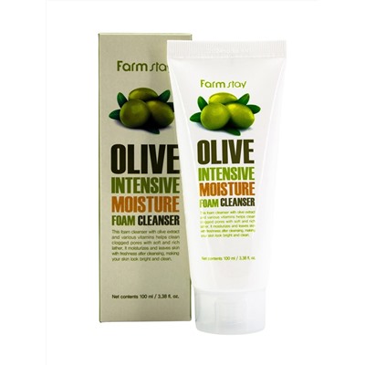 FARMSTAY - ПЕНКА ДЛЯ ЛИЦА ОЧИЩАЮЩАЯ УВЛАЖНЯЮЩАЯ С ЭКСТРАКТОМ ОЛИВЫ OLIVE INTENSIVE MOISTURE FOAM CLEANSER, 100 ML