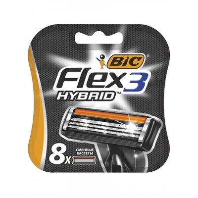 Сменные кассеты Bic Flex 3 HYBRID (8 шт) RusPack orig