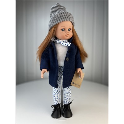 Кукла Нэни, рыжая, в синем пальто и серой шапке, 42 см, арт. 42026