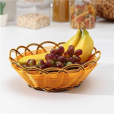 Корзинка для фруктов и хлеба Доляна «Венок», 22×8 см, цвет золотистый