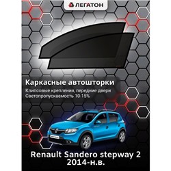 Каркасные автошторки Renault Sandero stepway, 2014-н.в., передние (клипсы), Leg0504
