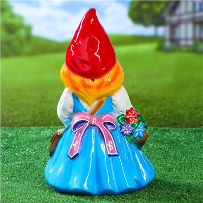 Садовая фигура "Девочка гномик с цветами", разноцветная, 30 см