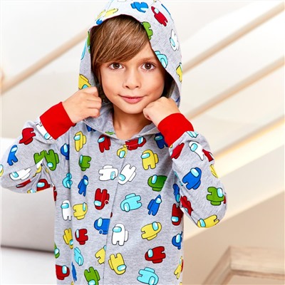 Пижама д/мал детская модель "комбинезон пижамный" Juno AW21BJ630 Sleepwear Boys серый амонг