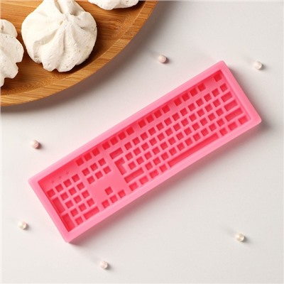 Силиконовый молд Доляна «Клавиатура», 14,5×4,5×1 см, цвет розовый