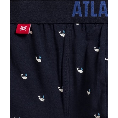 Мужские трусы шорты Atlantic, набор из 3 шт., хлопок, темно-синие + голубые, 3MH-187