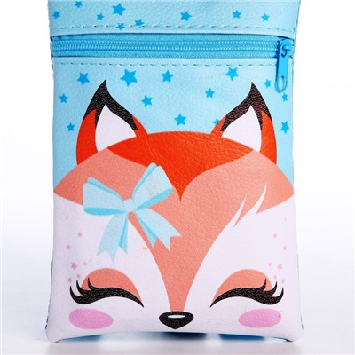 Детский подарочный набор "Добрая лисичка": сумка + значок, цвет голубой