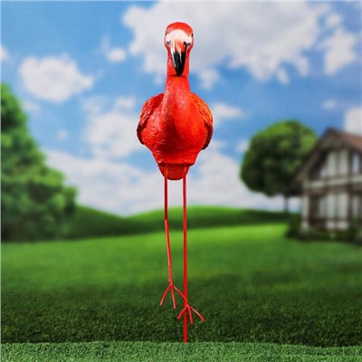 Садовая фигура "Фламинго", на ногах, красный цвет, 23х14х64 см