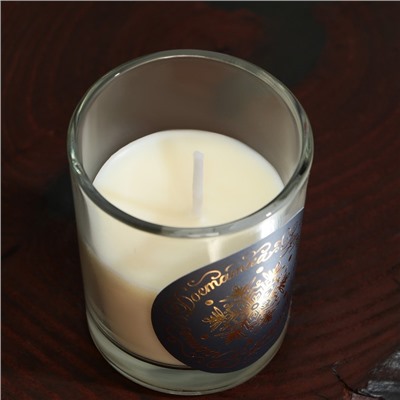 Новогодняя свеча в стакане «Здоровья, успехов», аромат ваниль, 5 х 5 х 6 см