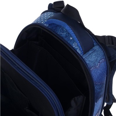 Рюкзак каркасный Stavia "Джинс", 38 х 30 х 16 см, эргономичная спинка, голубой