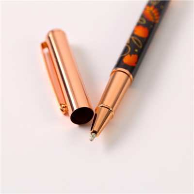 Ручка «Лучший учитель», фурнитура розовое золото, металл, синяя паста, 1.0 мм