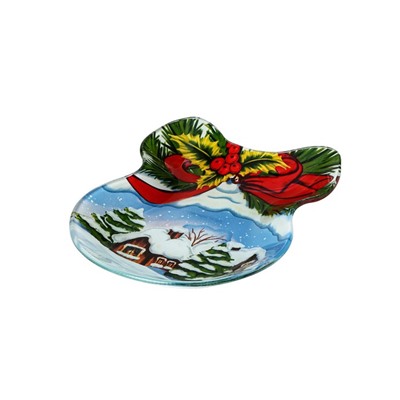 Блюдо стеклянное сервировочное Доляна «Бант. Новогодняя сказка», 18,5×13×2 см