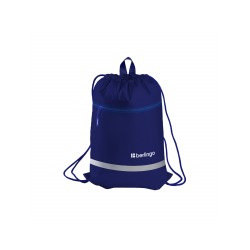 Мешок для обуви 1 отделение Berlingo "Basic blue", 360*460мм, светоотражающая лента, карман на молнии