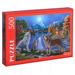 Пазл «Ночные волки у озера», 500 элементов