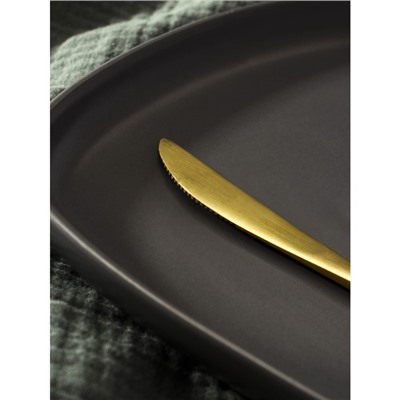 Нож столовый из нержавеющей стали Magistro «Фолк», 22 см, цвет золотой, серебряная ручка