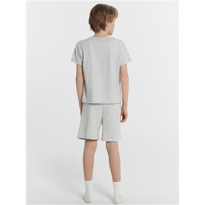 Комплект для мальчиков (футболка, шорты) серый с печатью
